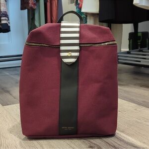Henri Bendel Limited Edition Convertible Canvas Backpack Maroon and Black
